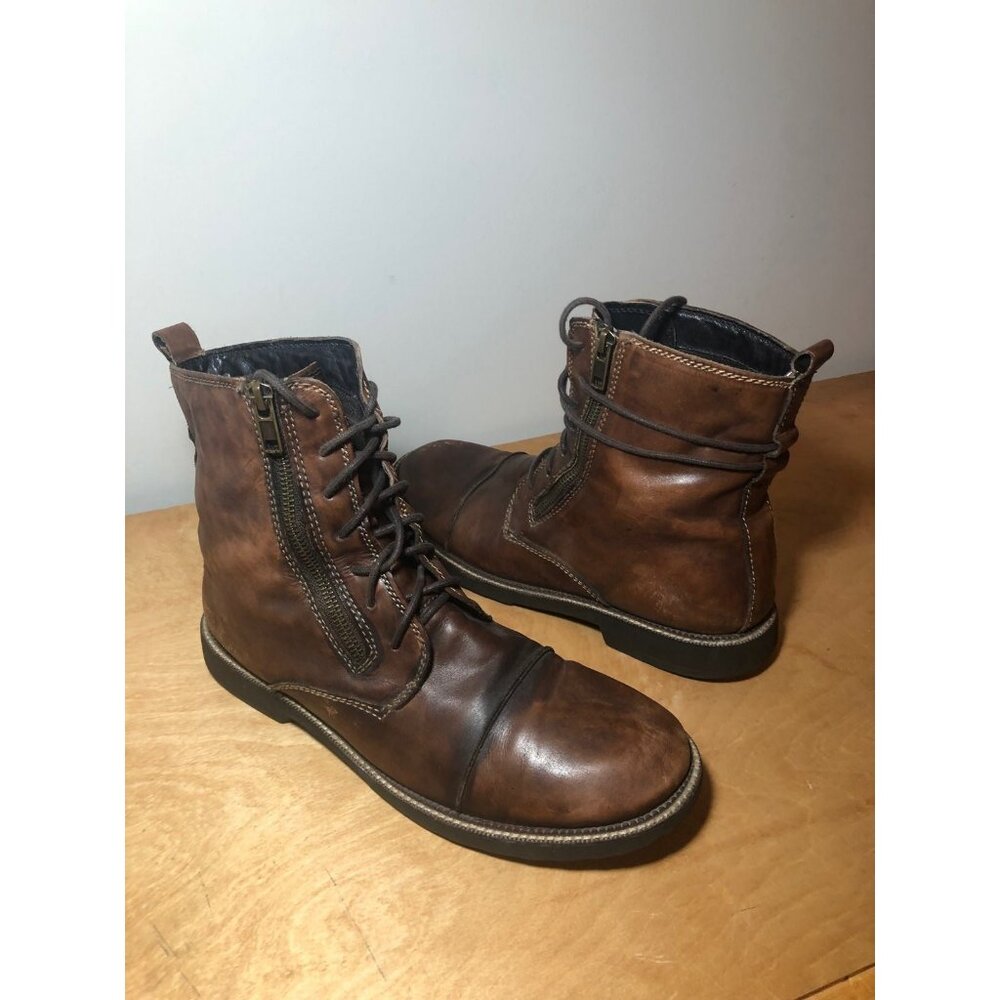 Men’s Bed Stu Brown Leather Army Boots Size 10